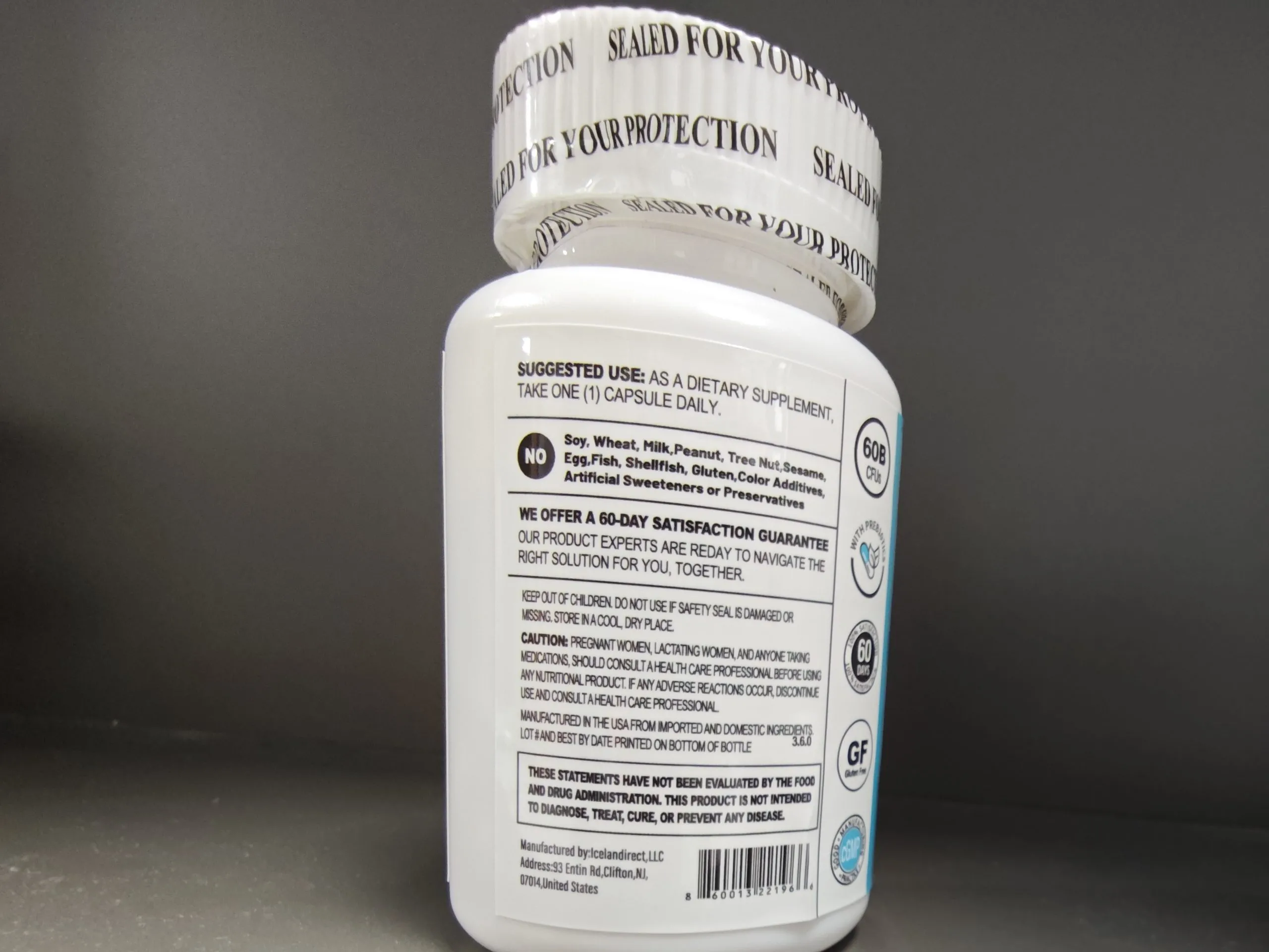 Supplement Bottle Front View