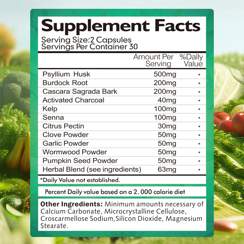 7 Day Colon Cleanse & Detox Formula ingredients list