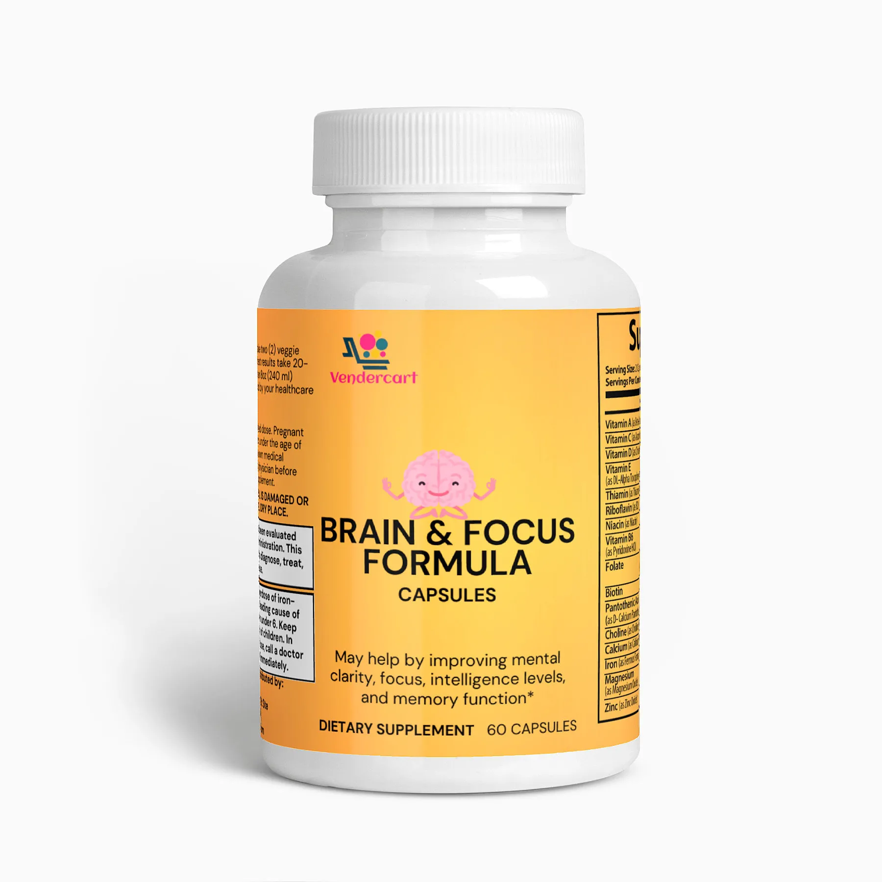 Image of Nootropic Supplements bottle. Pills for mental clarity and concentration.