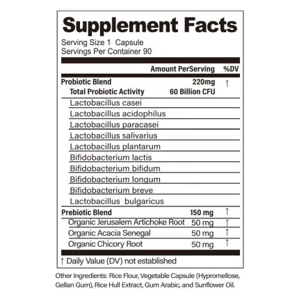 60 Billion Probiotic Capsules Ingredients list
