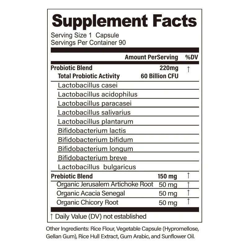 60 Billion Probiotic Capsules Ingredients list