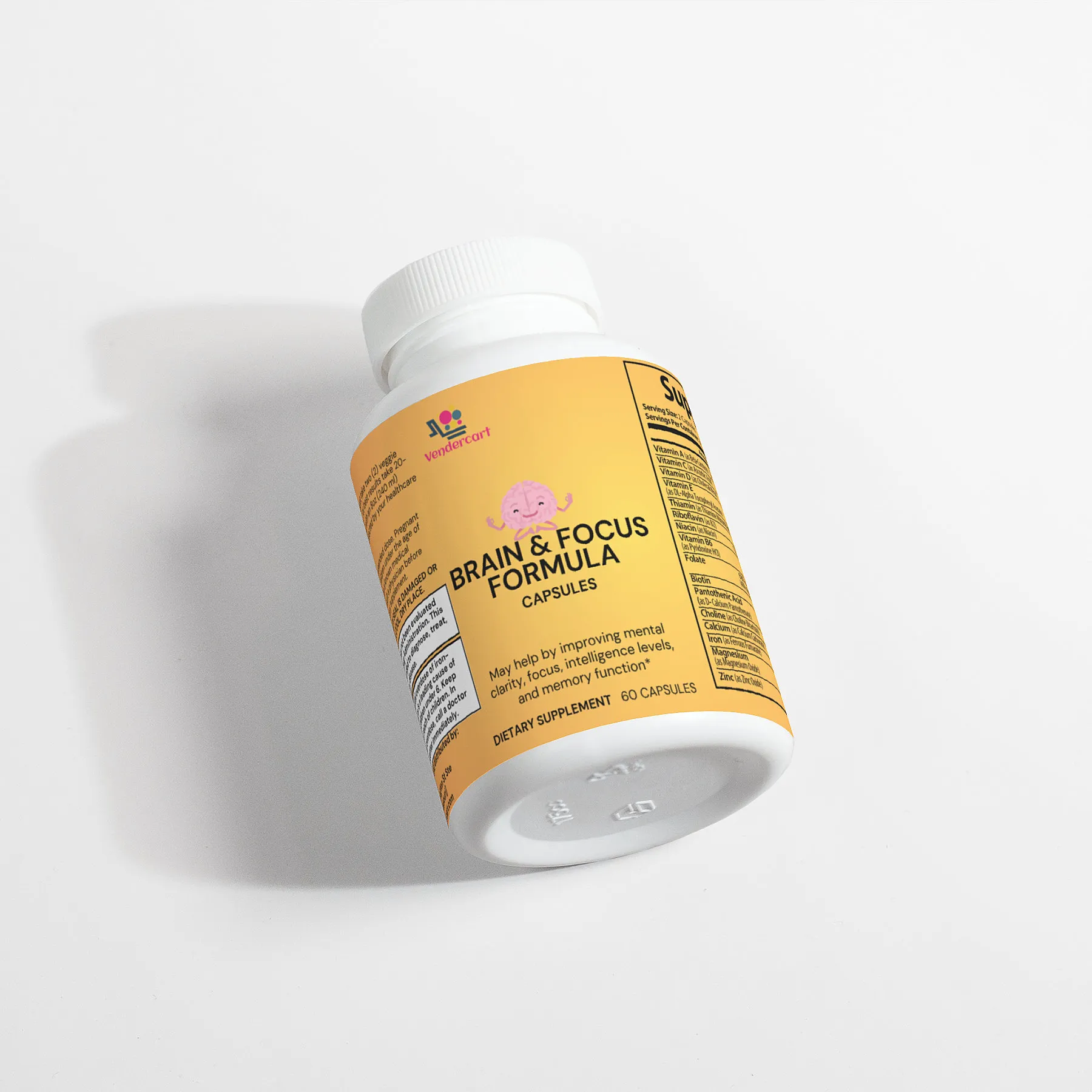 Image of Nootropic Supplements bottle. Pills for mental clarity and concentration.